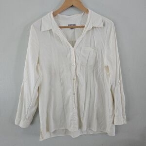 J. Jill Silk Shirt Womens L Petite Preppy Academia Quiet Luxury Classic Polished